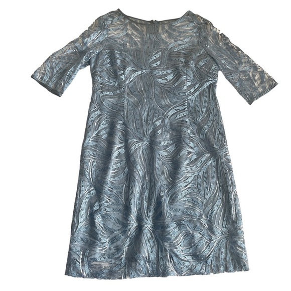 Tahari ASL Periwinkle Blue Sequin Lace Overlay Cocktail Dress Women's 16 - Picture 9 of 14